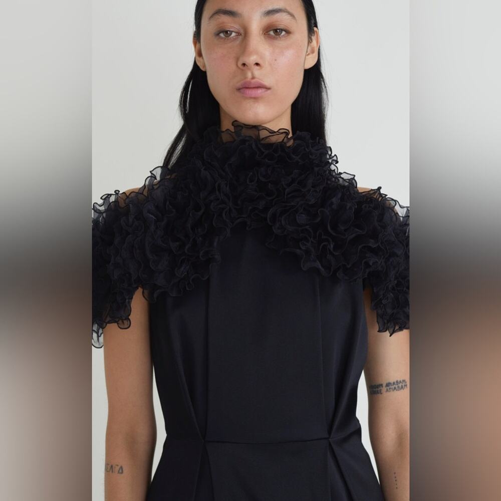 NEW Rodebjer Size XS Raven Cocktail Ruffle Mini Dress in Black - Picture 2 of 12
